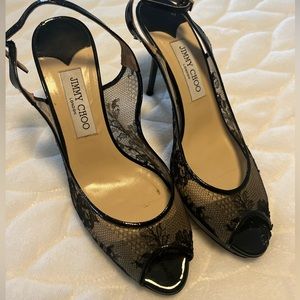Jimmy Choo Lace Sling Back Heels Size 39.5